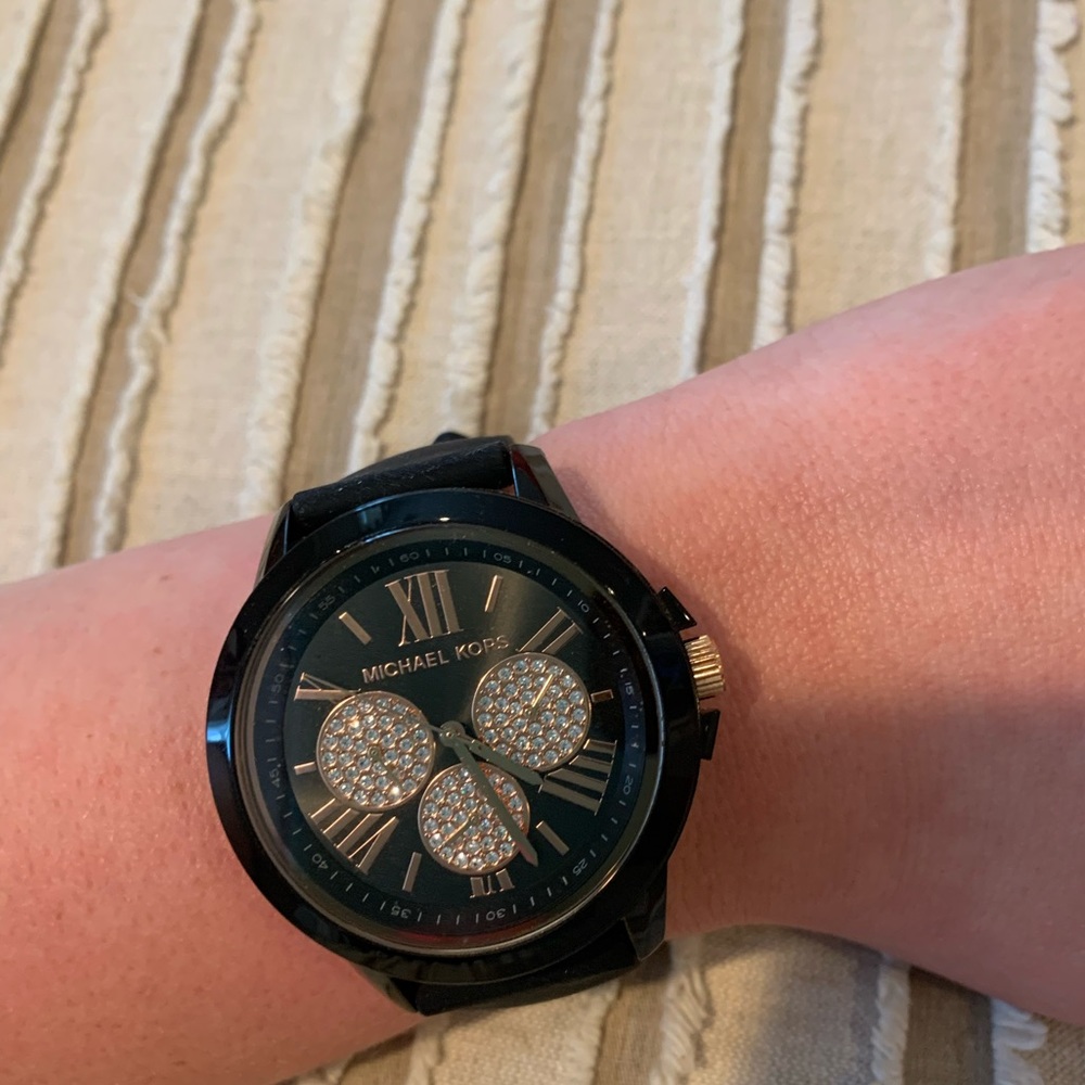 Black and rose gold Michael Kors watch
